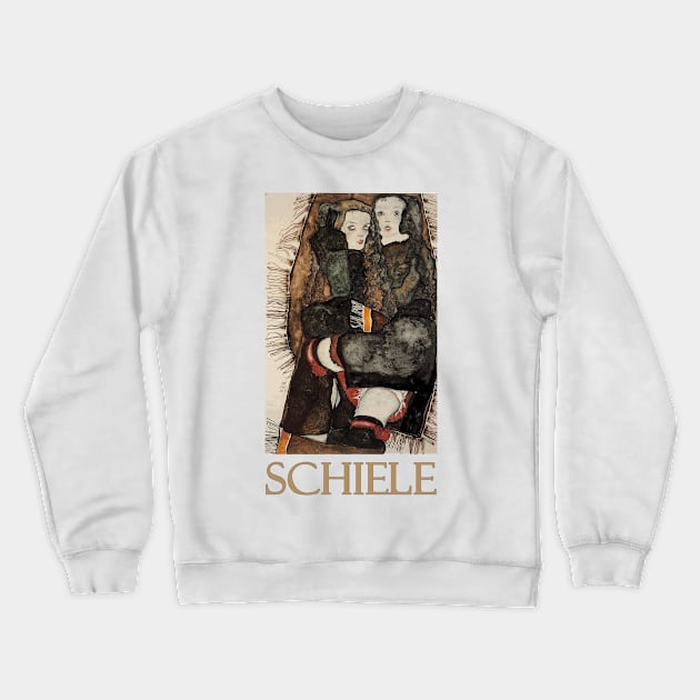 Two Girls on a Fringed Blanket (1911) by Egon Schiele Crewneck Sweatshirt by Naves